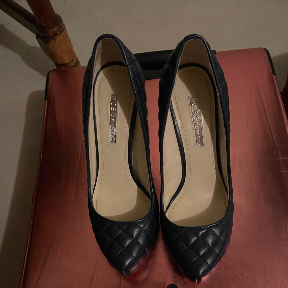 BCBGeneration | Shoes | Bcog Navy Blue Quilted Leather Pumps …6.5, 31/2 -4 heel